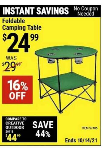 Harbor Freight Tools Foldable Camping Table offer
