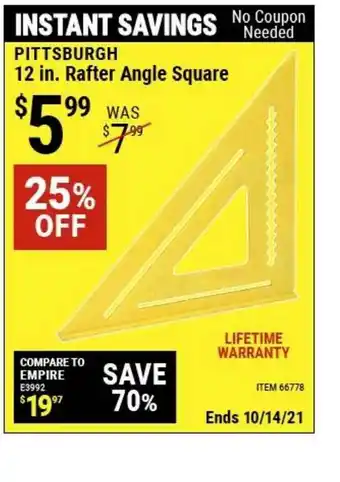 Harbor Freight Tools Pittsburgh 12 In . Rafter Angle Square offer