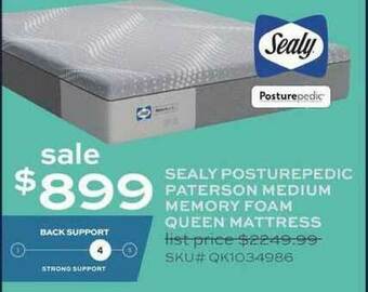 Slumberland Furniture Sealy Posturepedic Paterson Medium Memory Foam Queen Mattress offer
