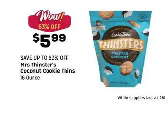 Grocery Outlet Mrs Thinster's Coconut Cookie Thins offer