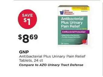 Good Neighbor Pharmacy Gnp Antibacterial Plus Urinary Pain Relief Tablets, 24 Ct offer