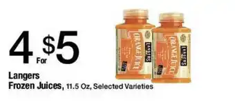 Jons International Langers Frozen Juice offer