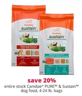 Pet Smart Stock Canidae Pure & Sustain Dog Food offer