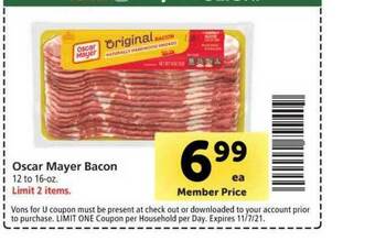 Vons Oscar Mayer Bacon offer