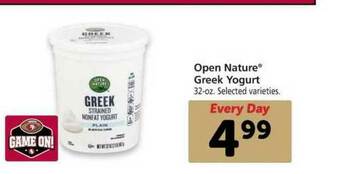 Vons Open Nature® Greek Yogurt offer