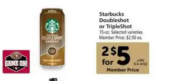 Vons Starbucks Doubleshot Or TripleShot offer