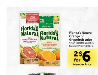 Vons Florida's Natural Orange Or Grapefruit Juice offer