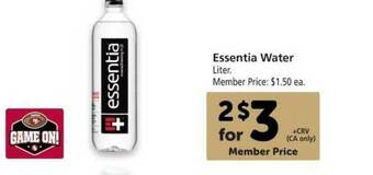 Vons Essentia Water offer