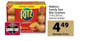 Vons Nabisco Family Size Ritz Crackers offer