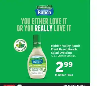 Vons Hidden Valley Ranch Plant Based Ranch Salad Dressing offer