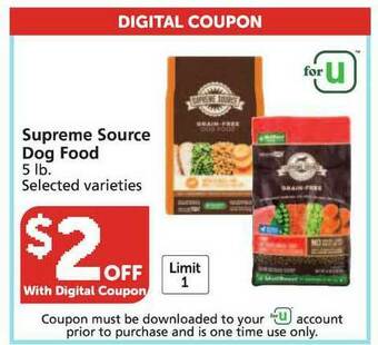 Pavilions Supreme Source Dog Food offer