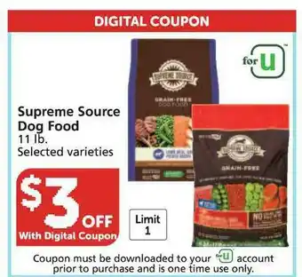 Pavilions Supreme Source Dog Food offer