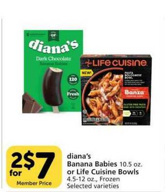 Pavilions Diana's Banana Babies Or Life Cuisine Bowls offer
