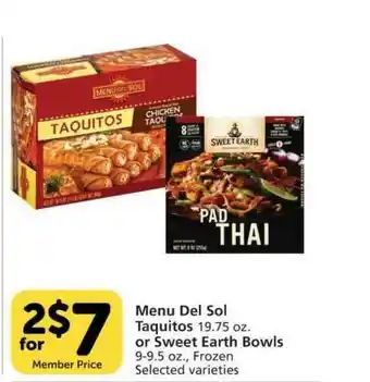 Pavilions Menu Del Sol Taquitos Or Sweet Earth Bowls offer