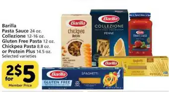 Pavilions Barilla Pasta Sauce, Collezione, Gluten Free Pasta, Chickpea Pasta Or Protein Plus offer