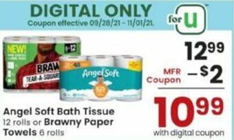Albertsons Angel Soft Bath Tissue Or Brawny Paper Towels offer