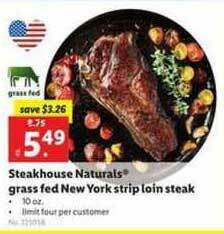 Lidl Steakhouse Naturals® Grass Fed New York Strip Loin Steak offer