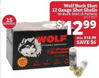 Rural King Wolf Buck Shot 12 Gauge Shot Shells offer