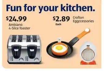 Aldi Ambiano 4-Slice Toaster Or Crofton Eggccessories offer