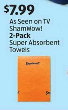 Aldi ShamWow! 2-Pack Super Absorbent Towels offer