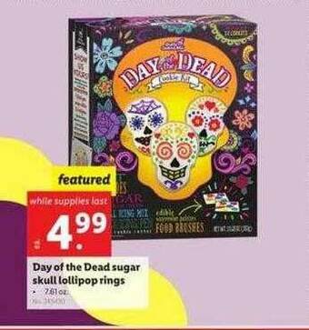Lidl Day Of The Dead Sugar Skull Lollipop Rings offer