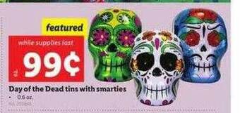 Lidl Day Of The Dead Tins With Smarties offer