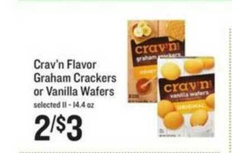 Lowes Foods Crav'n Flavor Graham Crackers Or Vanilla Wafers offer