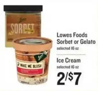 Lowes Foods Lowes Foods Sorbet Or Gelato Or Ice Cream offer