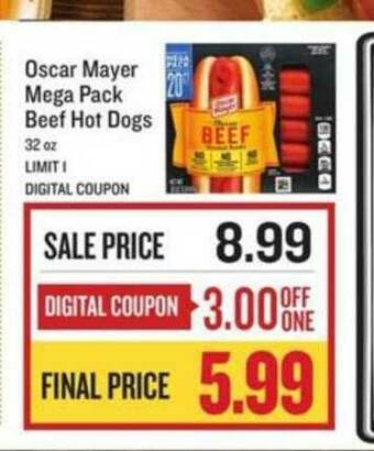Lowes Foods Oscar Mayer Mega Pack Beef Hot Dogs offer