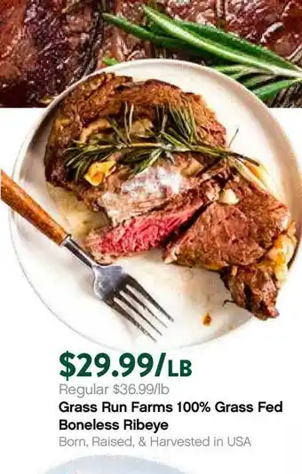 Grass Run Farms 100% Grass Fed Boneless Ribeye