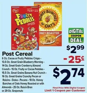 Harter House Post Cereal offer