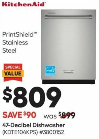 Lowe's KitchenAid 47-Decibel Dishwasher offer