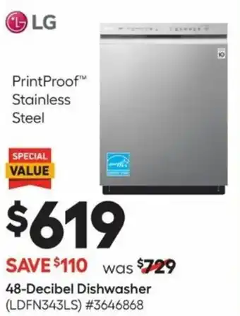 Lowe's LG 48-Decibel Dishwasher offer