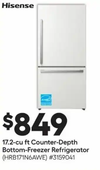Lowe's Hisense 17.2-Cu Ft Counter-Depth Bottom-Freezer Refrigerators offer