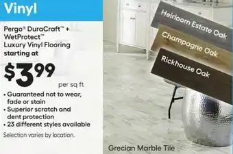 Lowe's pERGO DuraCraft + WetProtect Luxury Vinyl Flooring offer