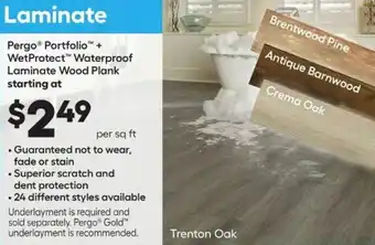 Lowe's Pergo Portfolio + WetProtect Waterproof Laminate Wood Plank offer