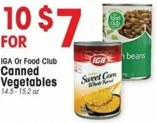 IGA Canned Vegetables offer