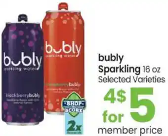 Safeway Bubly Sparkling 16 oz offer