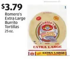 Aldi Romero's Extra Large Burrito Tortillas offer