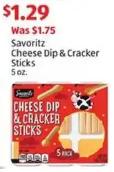 Aldi Savoritz Cheese Dip & Cracker Sticks offer