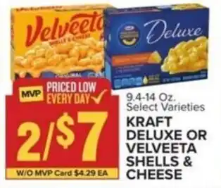 Food Lion KRAFT DELUXE OR VELVEETA SHELLS & CHEESE offer