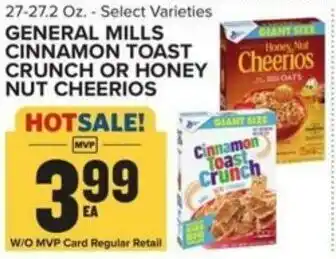 Food Lion GENERAL MILLS CINNAMON TOAST CRUNCH OR HONEY NUT CHEERIOS offer