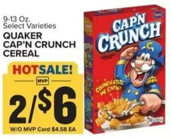 Food Lion QUAKER CAP'N CRUNCH CEREAL offer