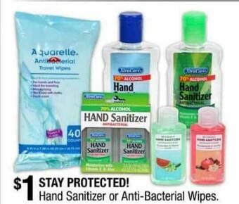 Dollar Tree Hand Sanitizer Or Anti-bacterial Wipes offer