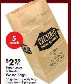 Valu Home Centers Paper Lawn & Garden Waste Bags offer
