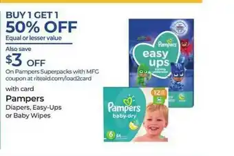 Rite Aid Pampers Diapers Easy-ups Or Baby Wipes offer