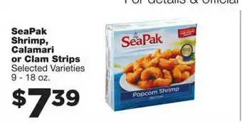 Family Fare Seapak Shrimp Calamari Or Clam Strips offer