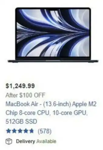 Costco MacBook Air - (13.6-inch) Apple M2 Chip 8-core CPU, 10-core GPU, 512GB SSD offer