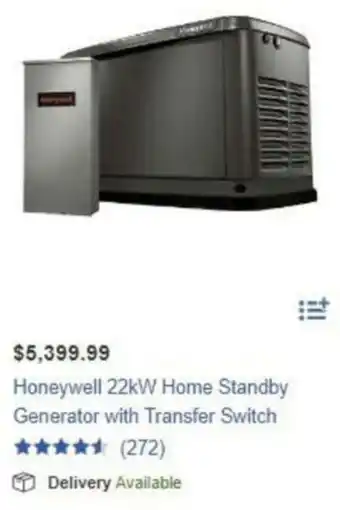 Costco Honeywell 22kW Home Standby Generator with Transfer Switch offer