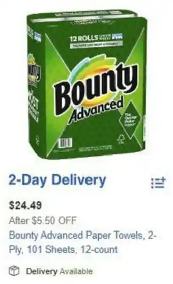 Costco Bounty Advanced Paper Towels, 2-Ply, 101 Sheets, 12-count offer